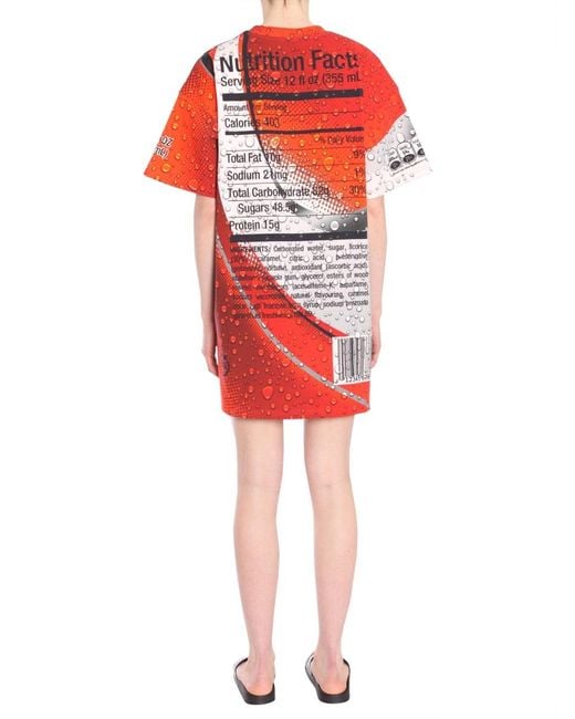 Moschino Red Printed Crewneck Dress