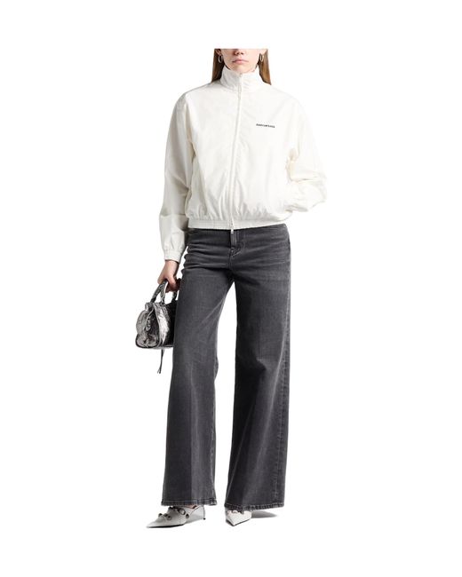 Balenciaga White Solid-Colored Baseball Jacket