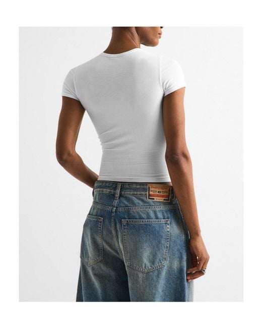 DIESEL White Fitted Cropped T-Shirt