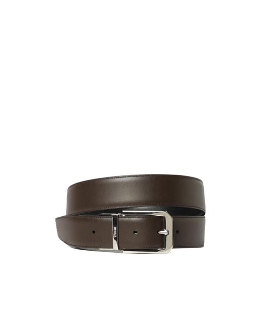 Zegna Black Reversible Leather Belt for men
