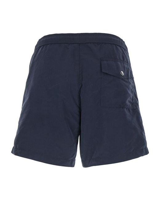 Moncler Blue Logo Patch Drawstring Swim Shorts for men