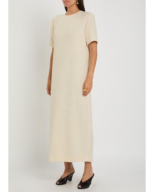Khaite White Bouclé Midi Dress