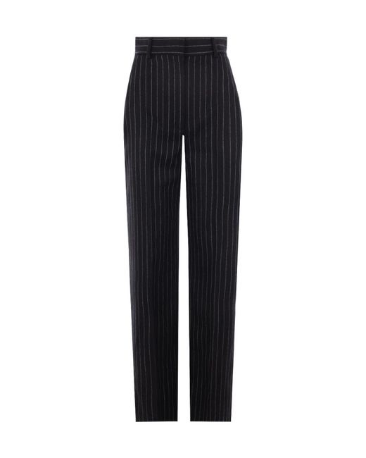 McQueen Blue High-Waisted Pleated Pants