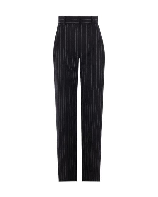 McQueen Blue High-Waisted Pleated Pants