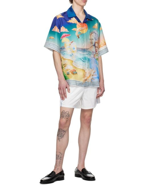 Casablanca White Logo Patch Elastic Waist Shorts for men