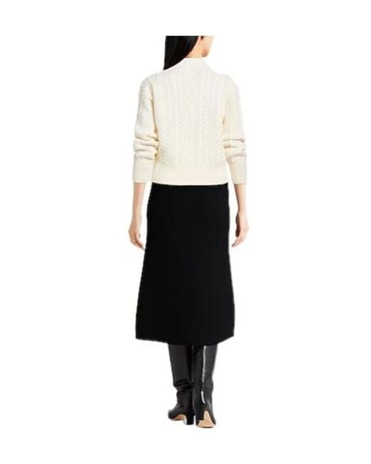 Max Mara White Minimalist Solid Cable Knit Top