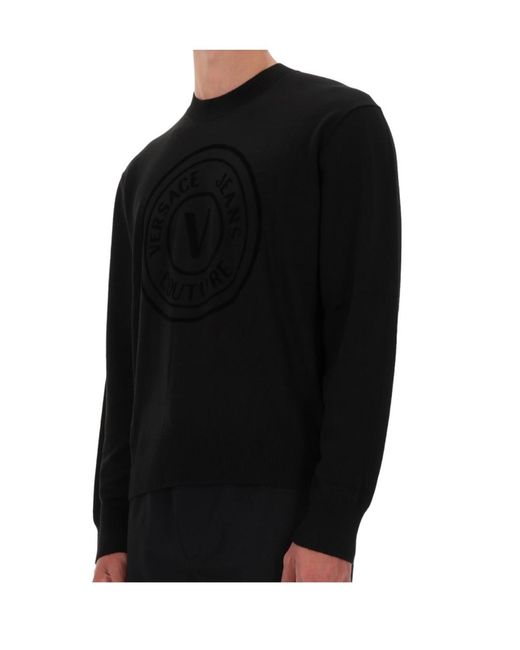 Versace Jeans Black Couture Logo Detail Crewneck Jumper for men