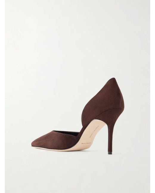 Manolo Blahnik Brown Solid Color Suede Pumps