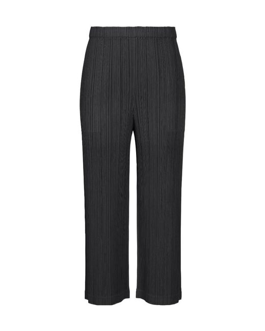 Pleats Please Issey Miyake Black Pleated Cropped Trousers