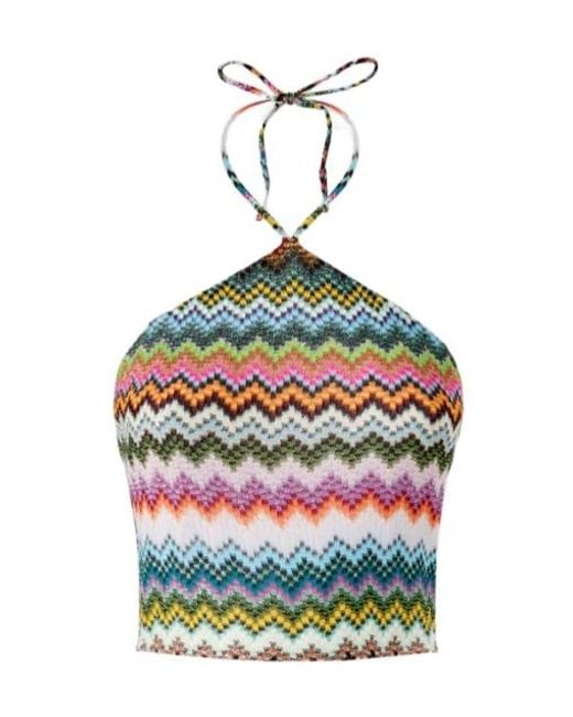 Missoni Blue Top With Zigzag Pattern