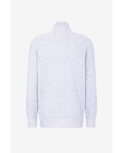 Brunello Cucinelli White High-Neck Long-Sleeved Knitwear for men
