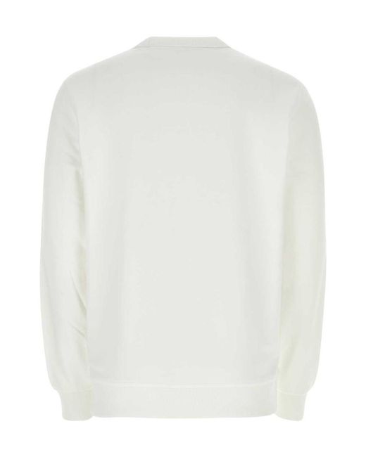 Burberry White Logo Embroidered Crewneck Sweatshirt for men