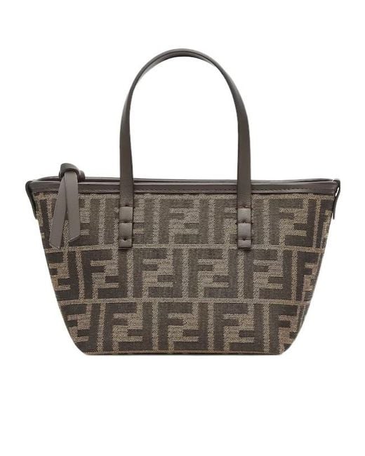 Fendi Brown Roll Monogrammed Mini Tote Bag