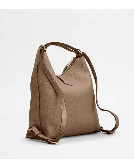 Tod's Brown Small T Timeless Leather Shoulder Bag