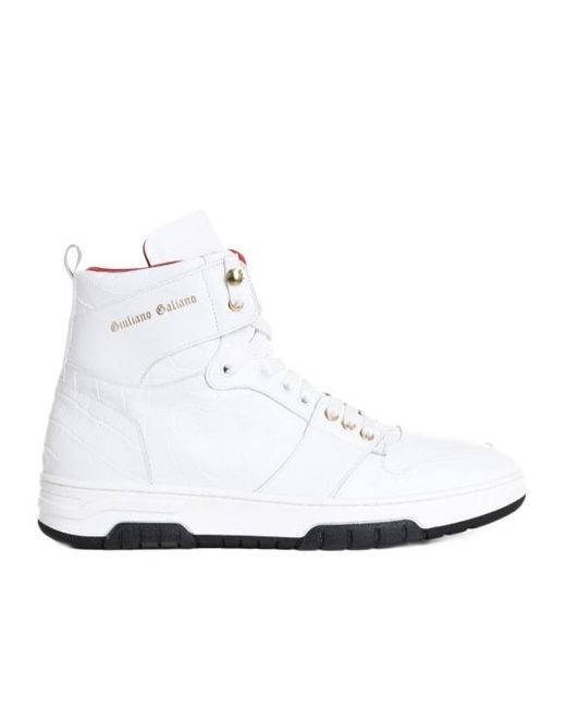 Giuliano Galiano White Legend Crocodile-Effect Sneakers for men