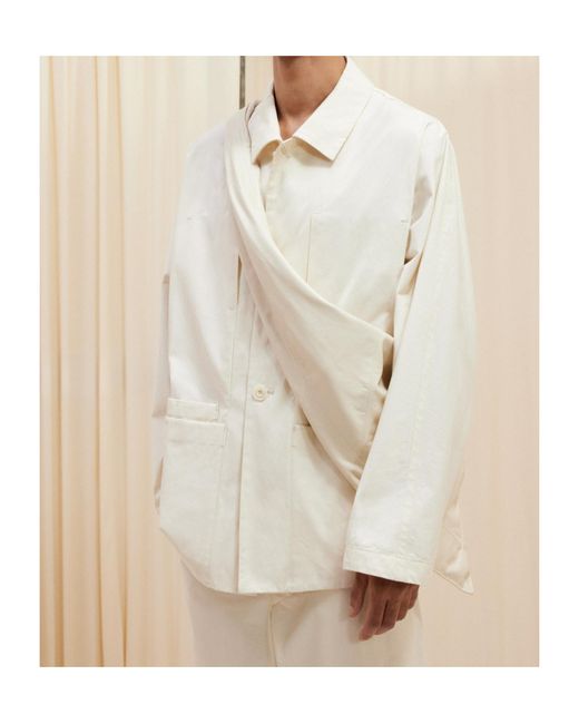 Lemaire White Straight Hem Shirt Jacket for men