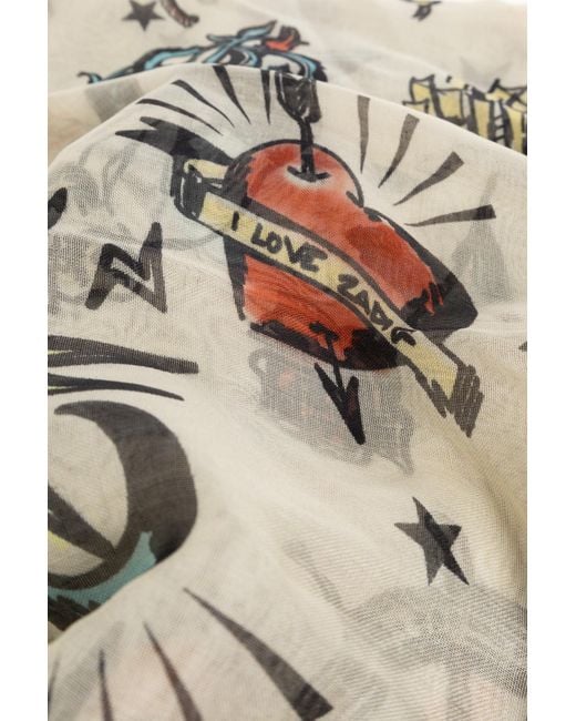 Zadig & Voltaire Natural Kerry Tattoo Scarf 135
