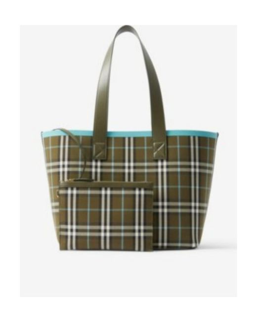 Burberry Green Medium London Vintage Checked Top Handle Bag