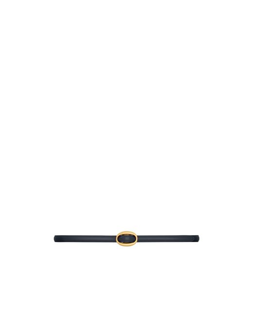 Saint Laurent White Oval Buckle Thin Reversible Belt