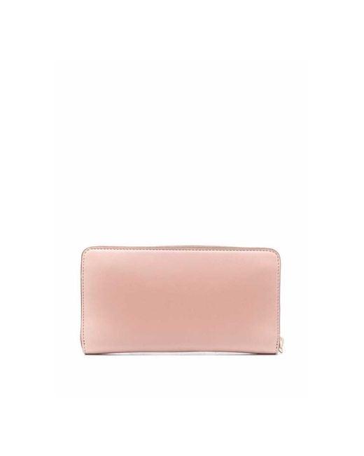 Stella McCartney Pink Logo Perforated Zipped Wallet