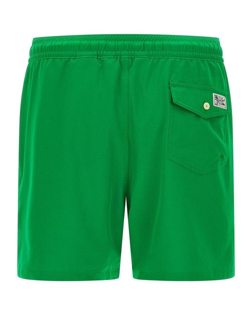 Ralph Lauren Green Polo Drawstring Swim Shorts for men