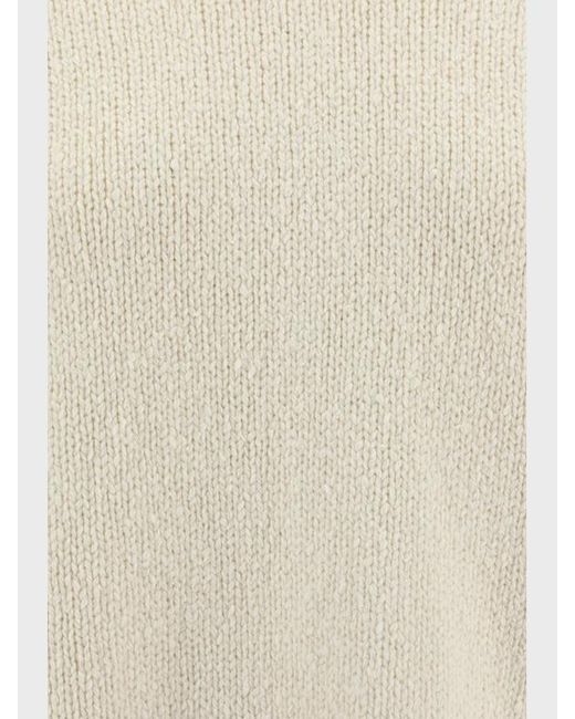 Jil Sander White High Neck Long-Sleeved Jumper