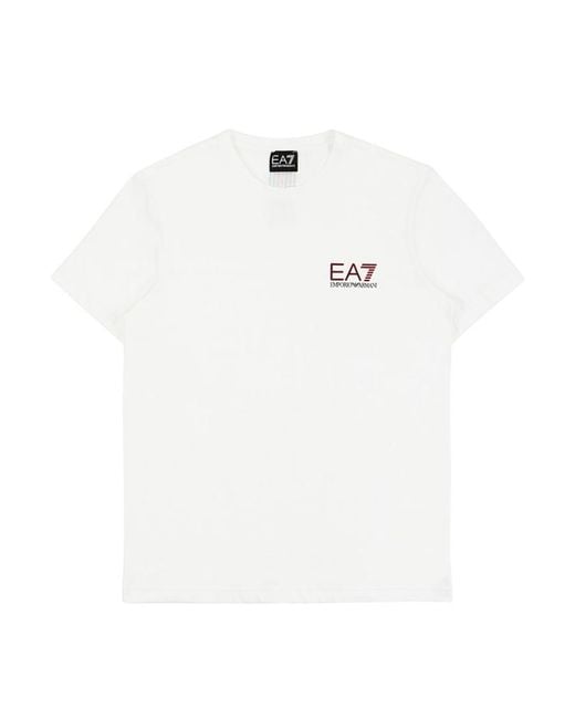 EA7 White Logo T-Shirt With Round Neck for men
