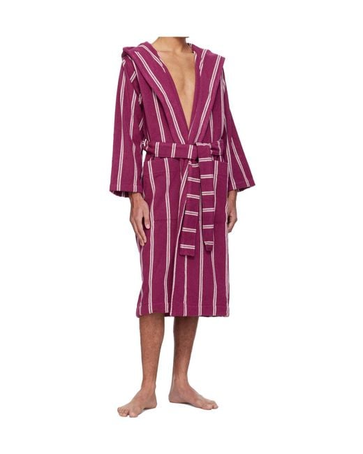 Tekla Red Hooded Bathrobe for men