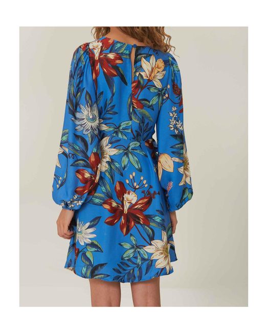 Farm Rio Blue Floral-Printed Wrapped Mini Dress