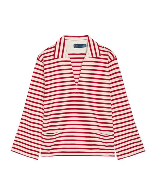 Polo Ralph Lauren Red Striped Cotton Sweatshirt