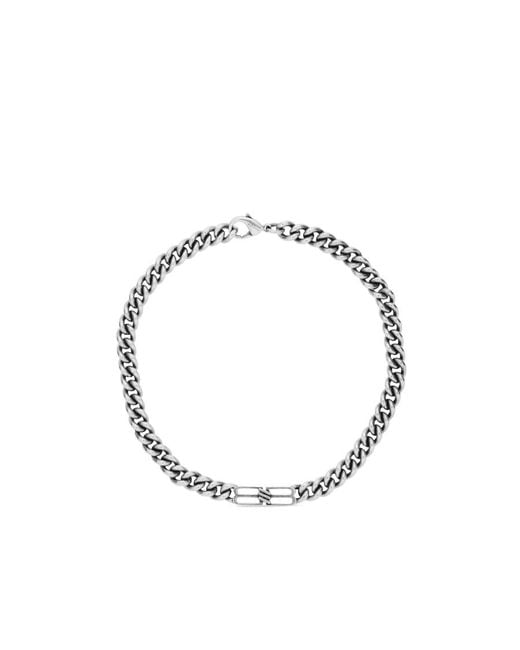 Balenciaga Metallic Bb Logo Plaque Chained Necklace for men