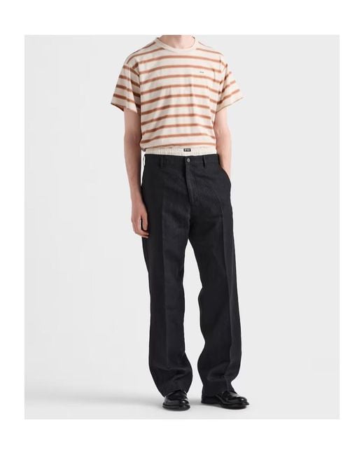 Prada Black Linen Pants for men
