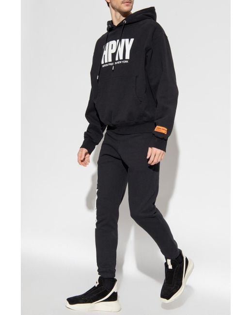 Heron Preston Black Logo Printed Sweatpants for men