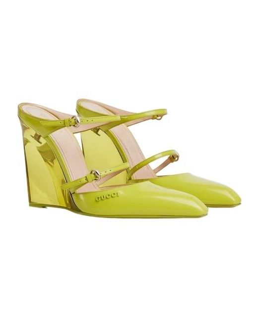 Gucci Yellow Wedge Mule