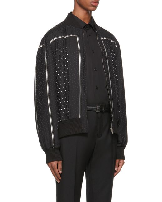 Saint Laurent Black Polka-Dot Pattern Bomber Jacket for men