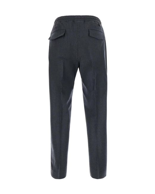 Low Brand Blue Elastic-Waist Casual Trousers for men