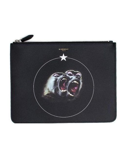 Givenchy Black Monkey Brothers Large Zipper Handbag for men