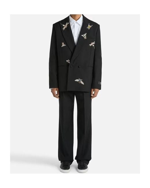 Balmain Black Embroidered Wool And Crystal Insect Jacket for men