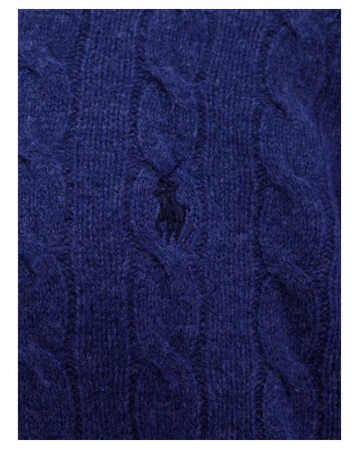 Polo Ralph Lauren Blue Embroidered Cable-Knit Jumper for men