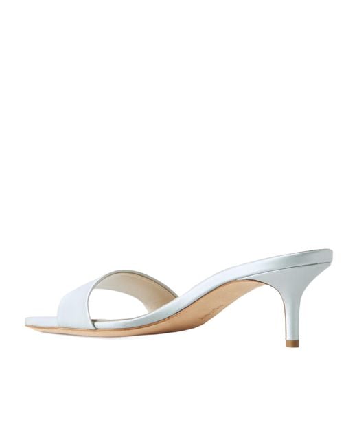 Aeyde White Solid Color Satin Mules