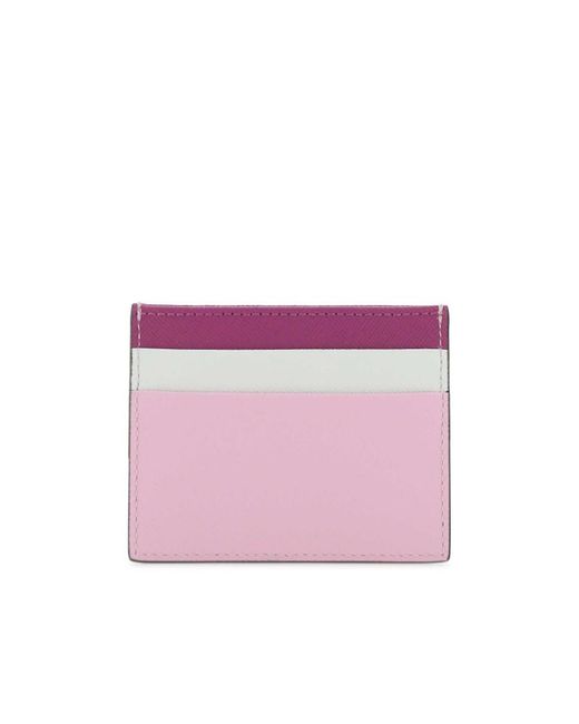 Marni Pink Colour-Block Logo Cardholder