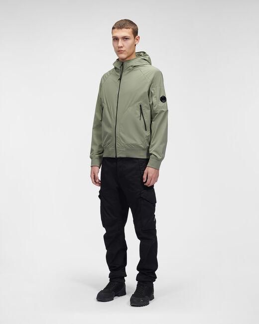 C P Company Green Logo-Patch Zip-Up Hooded Jacket for men