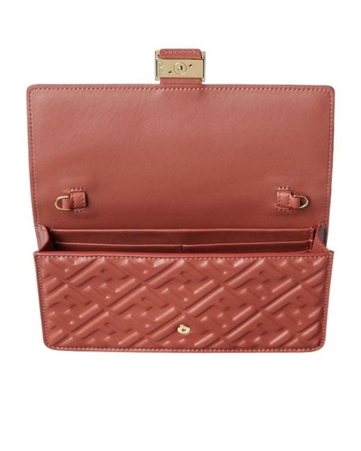 Fendi Brown Baguette Ff Embossed Chain-Linked Wallet
