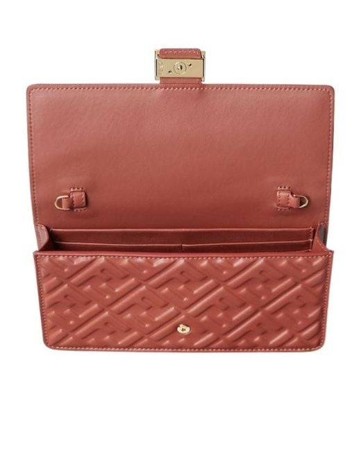 Fendi Red Baguette Ff Embossed Chain-Linked Wallet