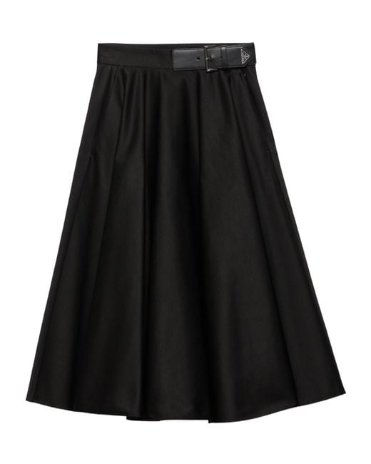 Prada Black Chino Circle Midi-Skirt