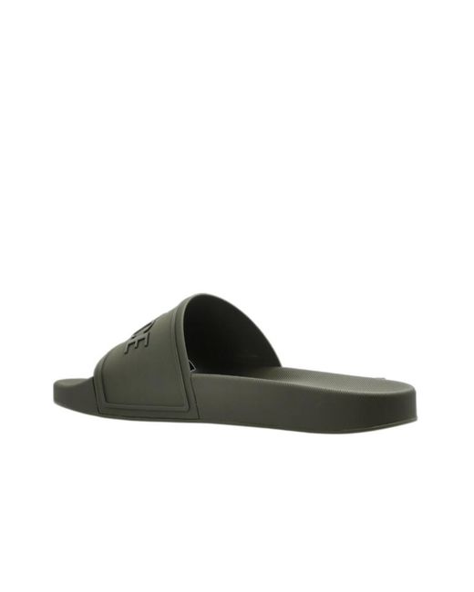 Versace Green Logo Raised Open-Toe Slippers for men
