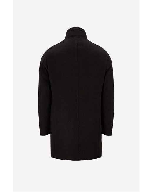 Moorer Black Single-Breasted Wool Coat for men
