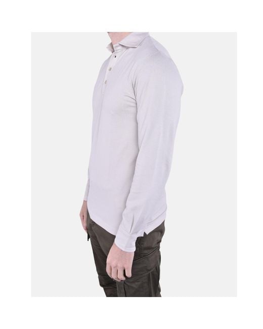Eleventy Purple Long-Sleeve Polo Shirt for men