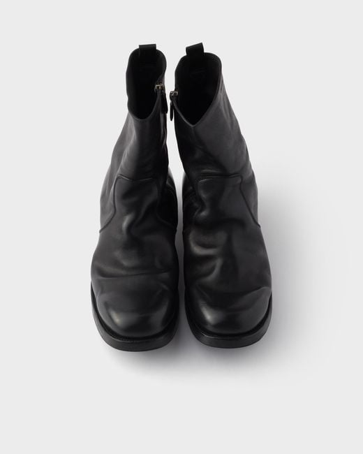 Prada Black Logo-Detailed Zipper Boots for men