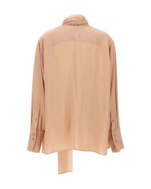 Givenchy Natural Pussy Bow Long-Sleeved Blouse